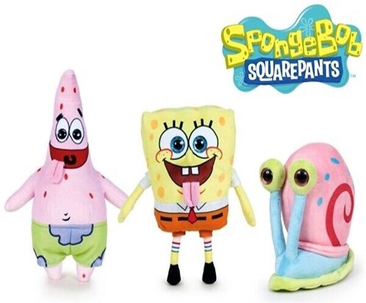 SpongeBob SquarePants Pluche Knuffel Set van 3! (26 cm) | Spongebob Plush Pluche | Patrick Ster, Gerrit de Slak & Spongebob! | Speelgoed knuffeldier knuffelpop voor kinderen